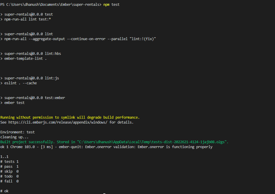 Npm test